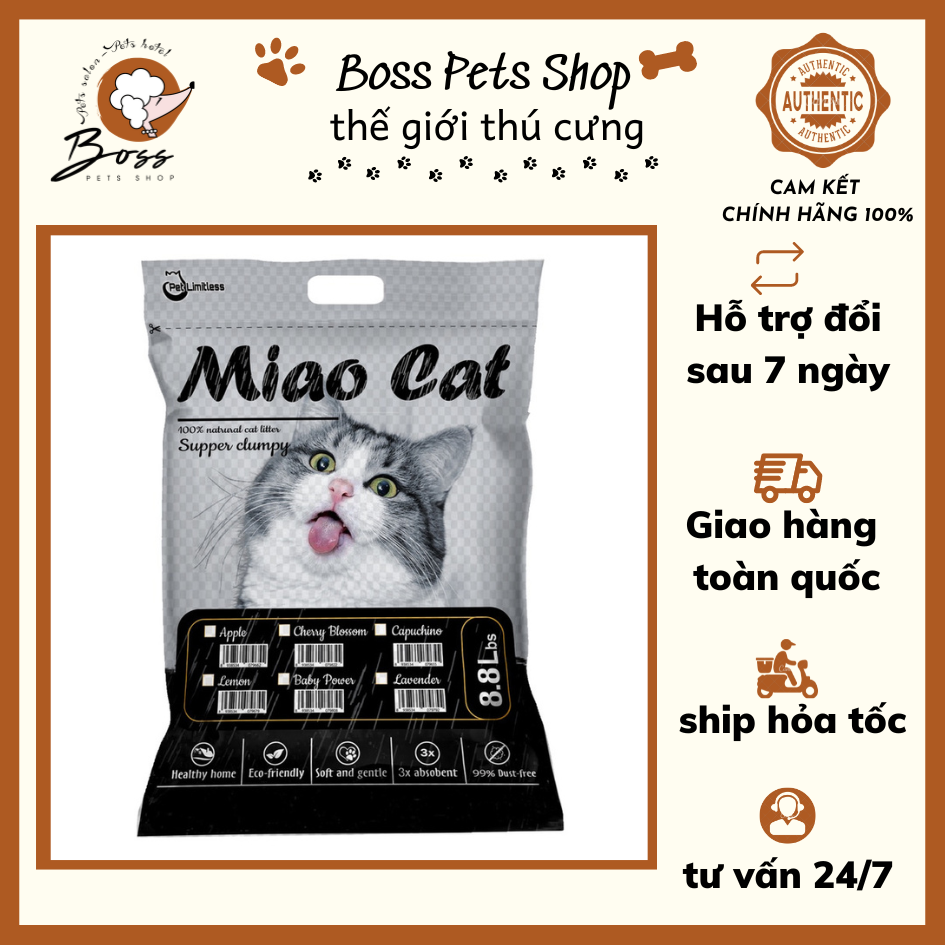 Cát vệ sinh cho mèo Miao siêu thấm hút và siêu vón cục 17.6L